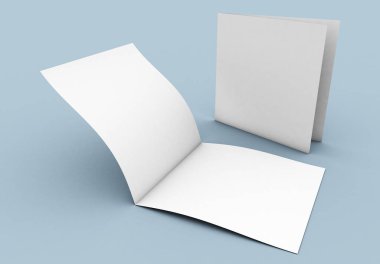 Broşür ikiye katlanmış mock-up 3d render kare