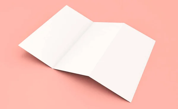 Lege Driebladige Brochure Roze Achtergrond Rendering — Stockfoto