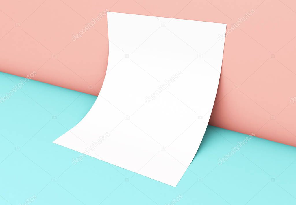 Poster on pink and blue background 3d rendering
