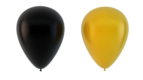 Schwarze Und Goldene Luftballons Isoliert Auf Weißem Hintergrund Rendering — Stockfoto
