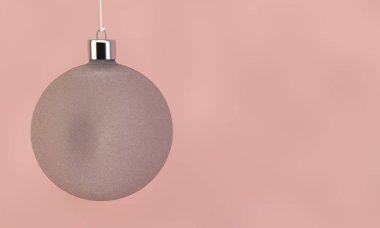 Pembe arka plan 3d render topa gri Noel