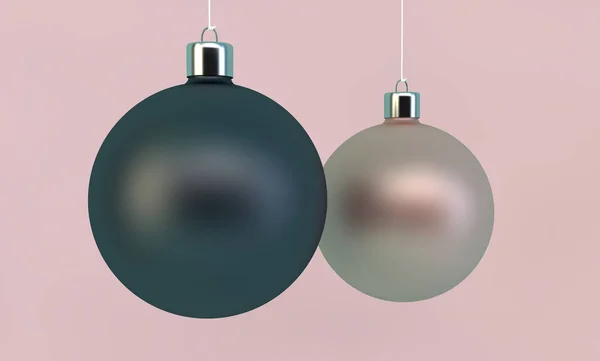 Dos Bolas Colgantes Navidad Renderizado — Foto de Stock