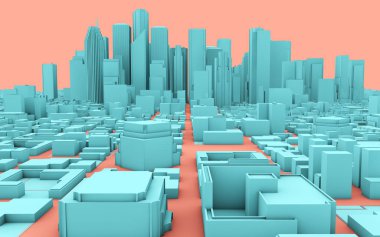 pembe ve mavi 3d render şehir