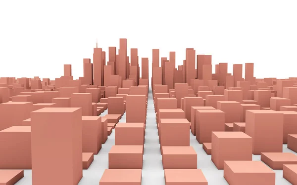レンダリング市ピンクに白い背景の分離 — ストック写真