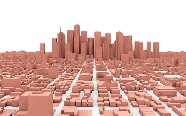 Roze Stad Geïsoleerd Een Witte Achtergrond Rendering — Stockfoto