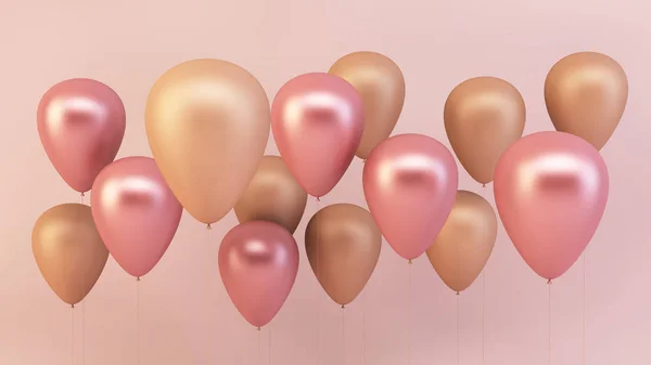 Rosa Und Goldene Luftballons Rendering — Stockfoto