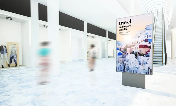 Reisewerbung Auf Shopping Mall Rendering — Stockfoto