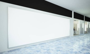 büyük yatay billboard mockup alışveriş merkezi 3d render