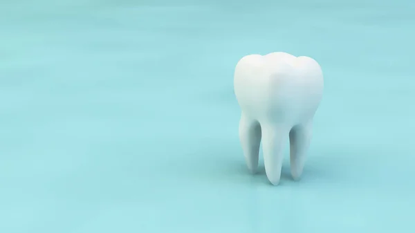 牙齿在蓝色背景与大复制空间3D — 图库照片