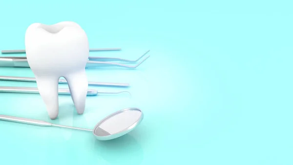 stock image tooth and dentist equipment 3d rendering