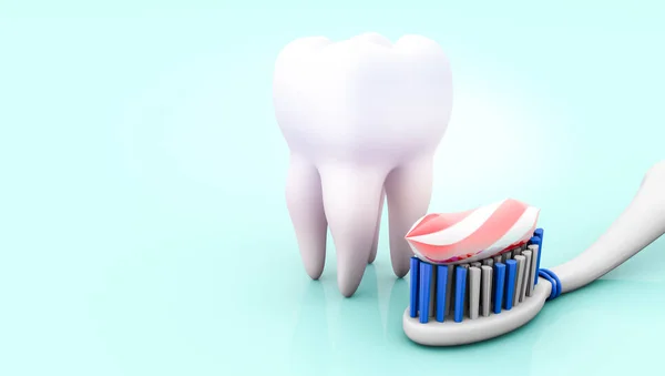 刷子和浆糊 牙科护理概念3D — 图库照片