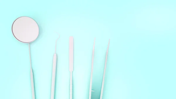 Dentist Equipment Blue Background Rendering — Stock Photo, Image