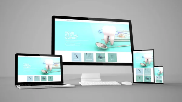 Dispositivos Gadget Sitio Web Clínica Dental Renderizado — Foto de Stock