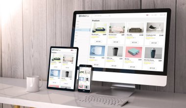 Dijital cihazlarda ekran Masaüstü, duyarlı online alışveriş oluşturulan