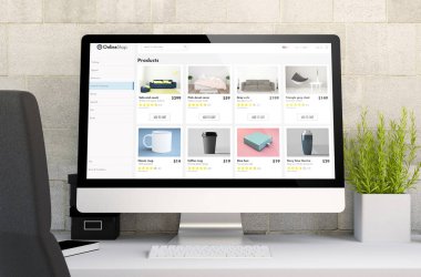 Online alışveriş web sitesi ekran laptop