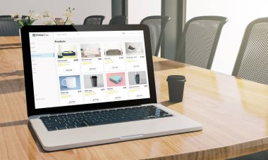 Online alışveriş web sitesi ekran laptop