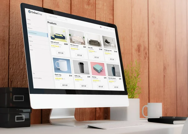 Online Shop Webbplats Skärm Laptop — Stockfoto