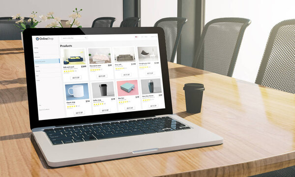 сайт интернет-магазина на экране ноутбука
