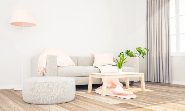 Wohnzimmereinrichtung Mit Hellen Möbeln — Stockfoto