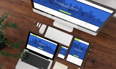 cihazlar görünümü koleksiyonu 3d rendering taze ve modern web sitesinde ekran ile top