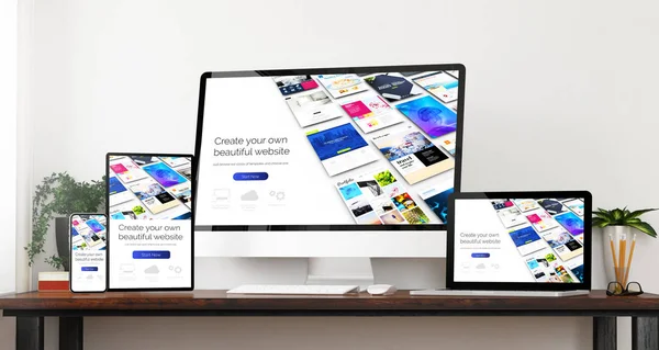 Vooraanzicht Apparaten Website Builder Rendering — Stockfoto