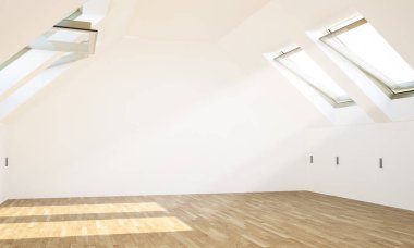 boş çatı odası 3D render 