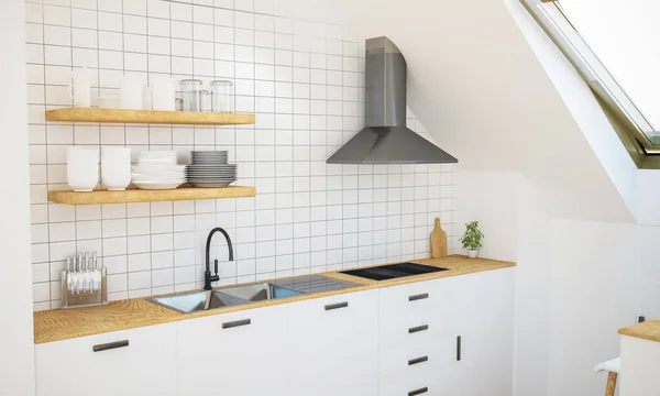 Cucina Minimale Rendering — Foto Stock