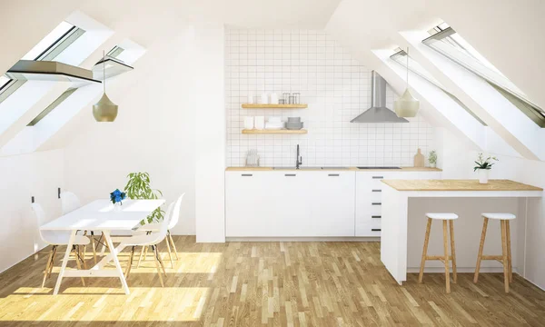 Cucina Sottotetto Rendering — Foto Stock