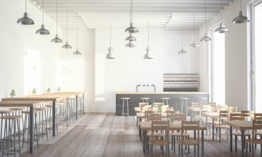 Modern tasarım kahve dükkanı 3D görüntüleme