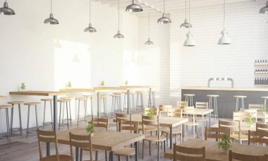 Tasarım, modern kahve dükkanı 3D görüntüleme