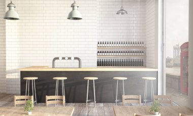 Londra 'daki modern kahve dükkanı.