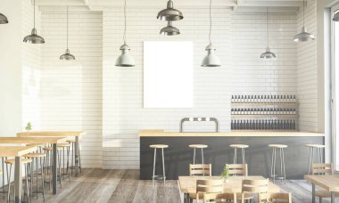 Modern kahve dükkanı afişi 3D görüntüleme