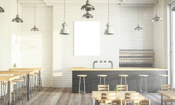 Modern kahve dükkanı afişi 3D görüntüleme