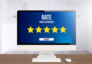 Masaüstünde 3d render derecelendirme ekran bilgisayar