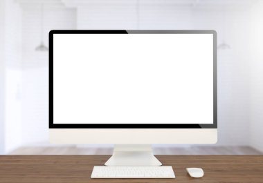 masaüstü bilgisayarda boş ekran 3D render