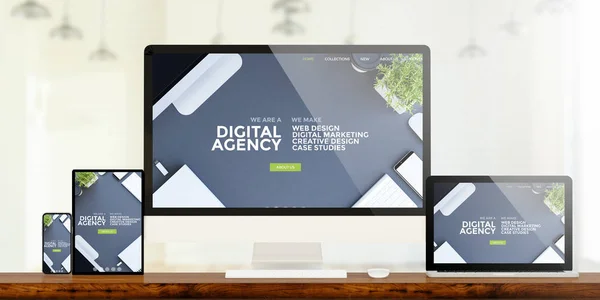 responsive devices showing digital agency website 3d rendering