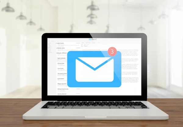 Rendering Mail Screen Laptop Desktop — Stock Photo, Image