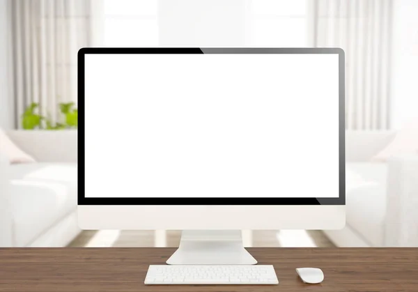 Representación Computadora Pantalla Blanco Escritorio — Foto de Stock