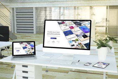 duyarlı cihazlar web sitesi oluşturucu 3d render