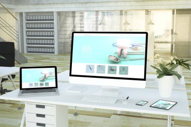 duyarlı cihazlar diş kliniği 3d render