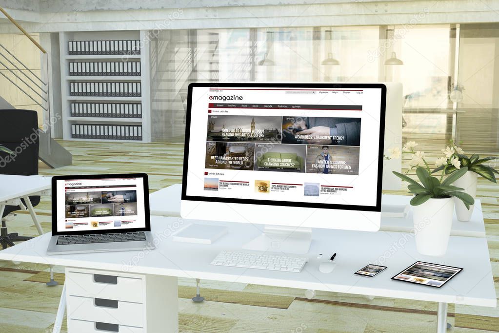 responsive devices emagazine 3d rendering