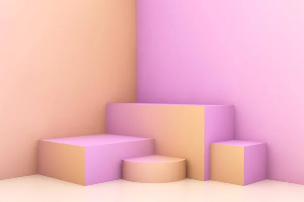 Pembe Turuncu Pastel Sahne Render — Stok fotoğraf