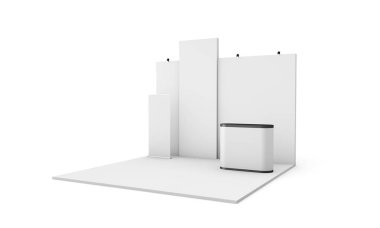 Ticaret Fuarı olay öğeleri 3d render izole