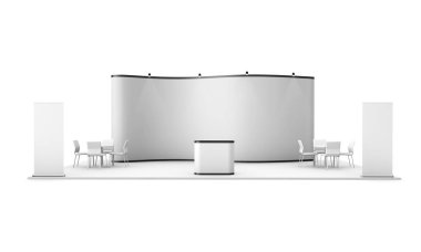 Ticaret Fuarı Fuar Standı 3d render izole