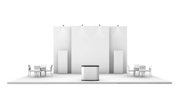 Fuar standında Fuar 3d render izole