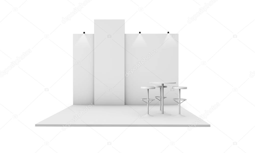 exhibition stand 3d rendering isolated