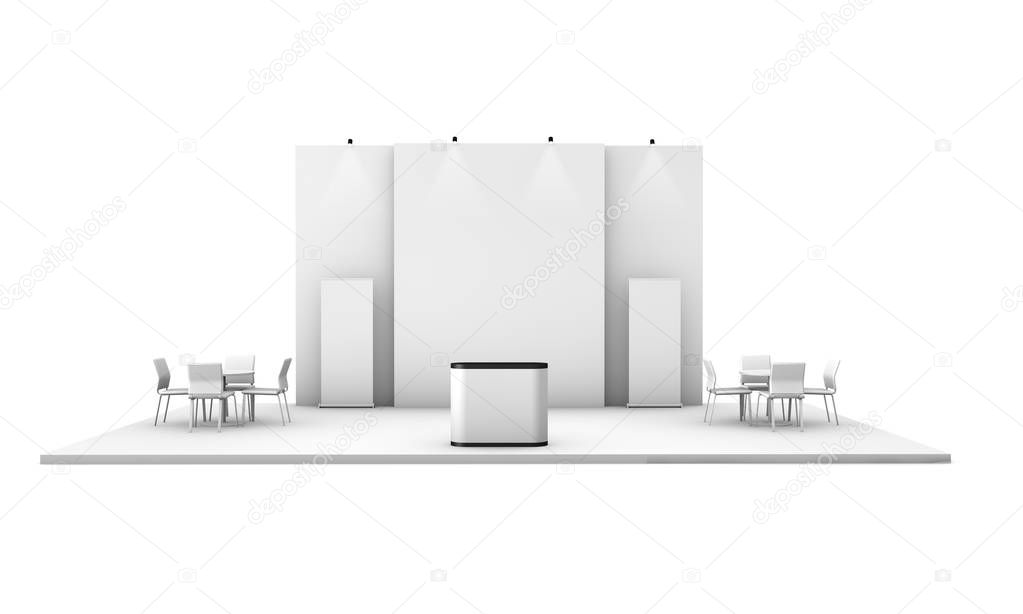 exhibition booth trade show 3d rendering isolated