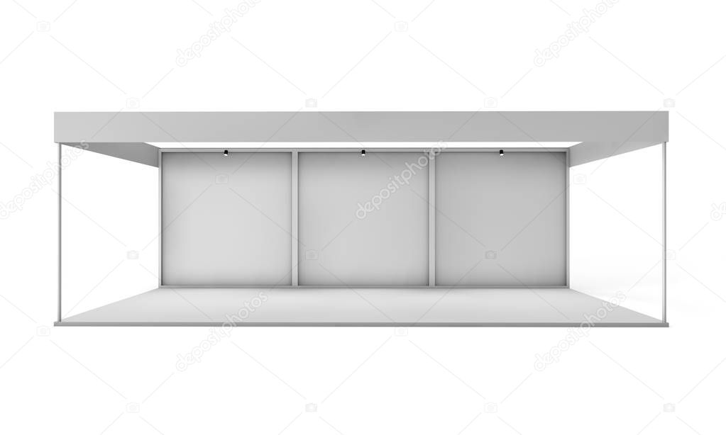 white exhibition stand design 3d rendering isolated