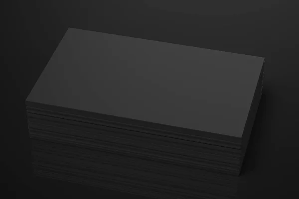 black business cards 3d rendering mockup