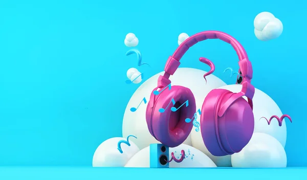 Ilustración Auriculares Representación Rosa Azul — Foto de Stock